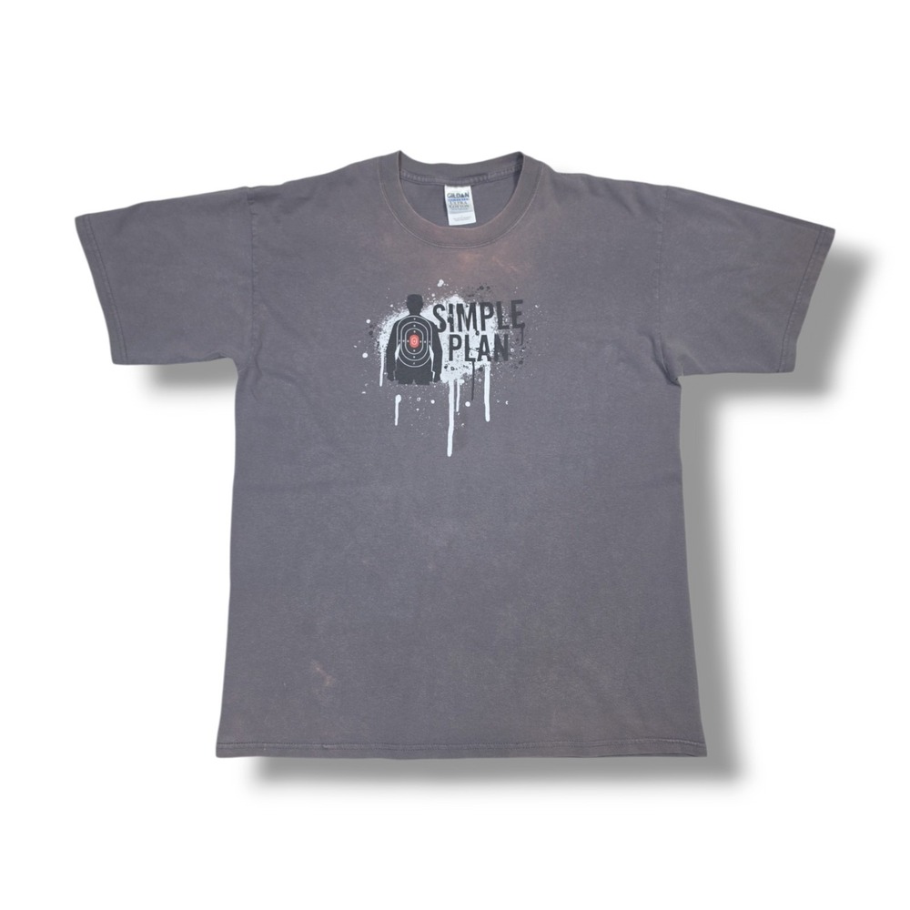 Vintage Simple Plan Band Punk Rock Faded Gray T-Shirt Men's L